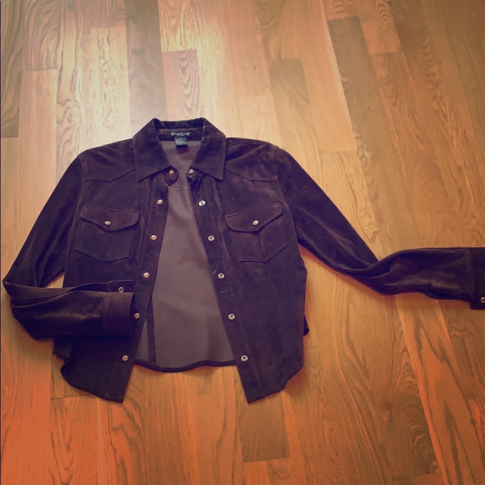 Vintage 90s era Bebe suede western shirt